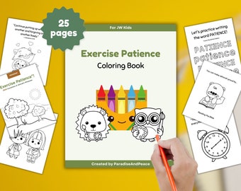 JW Kids & Toddlers Exercise Patience Coloring Book | 2023 Convention Printable Coloring Pages | Education for Jehovah's Witness Children