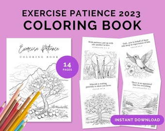 JW Exercise Patience 2023 ADHD Coloring Book for Teens & Adults | Relaxing 14 Printable Pages for Jehovah's Witnesses | Instant Download