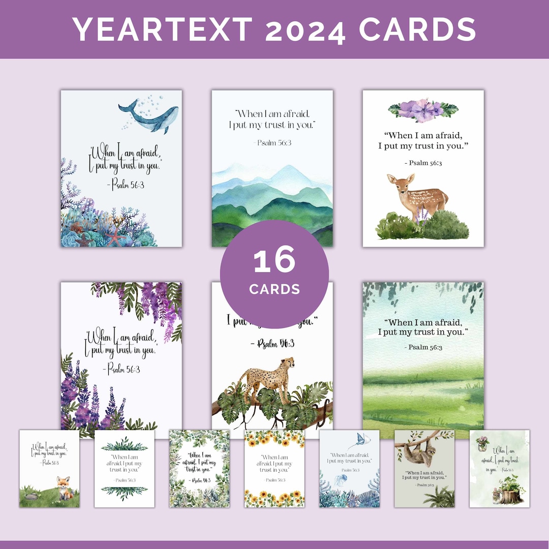JW Yeartext 2024 Cards Pack of 16 Printable Watercolor Scriptures for
