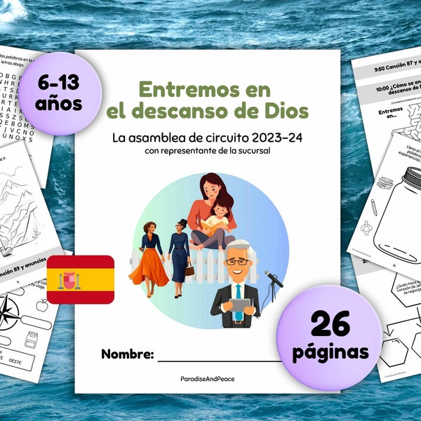 Entremos et description de Dios para niños JW | 26 pages d'activités, 6-13 ans, Trabajo imprimible, La collection du circuit 2023 2024