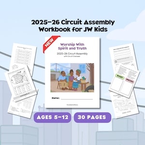 Dzieci Świadków Jehowy (w wieku 5-12 lat) – 30-stronicowy zeszyt ćwiczeń do nabożeństw w duchu i prawdzie | Arkusze ćwiczeń dla Świadków Jehowy na zgromadzenia obwodowe 2025-26 z nadzorcą