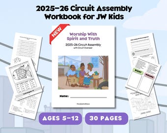 JW Kids (Ages 5-12) Worship With Spirit and Truth 30 Page Workbook | 2025-26 Circuit Assembly w/ Overseer Worksheets for Jehovah's Witnesses