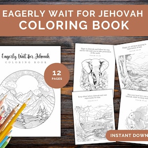 JW Warte eifrig auf Jahve 2023 Malbuch für Erwachsene | 12 druckbare Ausmalbilder für Erwachsene mit Zeugen-Jehovas | Sofort Download