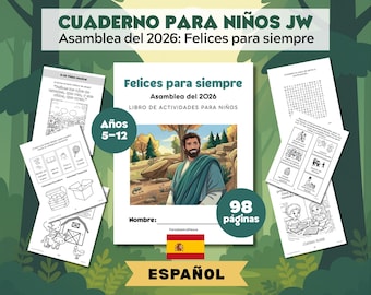 ESPANHOL Livro de atividades JW para crianças (5–12 anos): Felices para siempre 2026 asamblea de los testigos de Jehová, 98 páginas imprimibles
