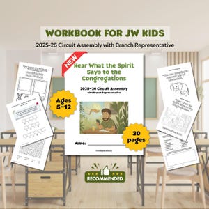 JW Kids (Ages 5-12) Hear What the Spirit Says to the Congregations 30 Page Activity Workbook, 2025 Circuit Assembly for Jehovah&#39;s Witness