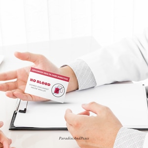No Blood Medical ID Card – Sheet of 4 | JW Jehovah Witness No Transfusion Alert | Kids, Elderly ...