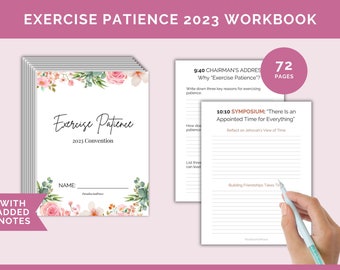 JW Exercise Patience 2023 Convention Workbook | 68 Questions + Notes Section | 72-Page Printable Worksheets for Jehovah's Witness Adults