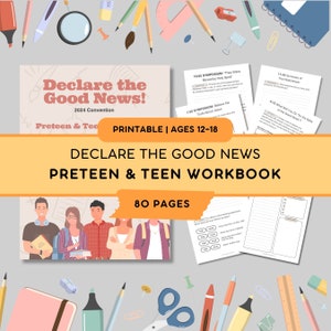 Cuaderno de trabajo para preadolescentes y adolescentes (de 12 a 18 años) Declarar las buenas nuevas 2024, 80 páginas / Hojas de trabajo imprimibles para la asamblea, Educación de los testigos de Jehová