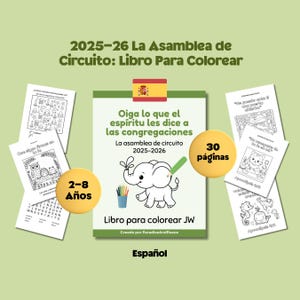 JW Libro Para Colorear "Oiga lo que el espíritu les dice" JW (2-8 ans), Asamblea Circuito 2025-2026, Hojas imprimibles Testigos de Jehová
