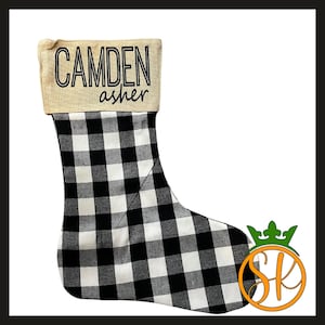 Personalized Sublimation Stockings | Buffalo Plaid | Christmas decorations | Red and Black Plaid | White and Black Plaid | Green and Black
