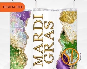 Mardi Gras | NOLA | 20 oz Straight Tumbler Wrap Design | Digital Download | Purple Gold Green