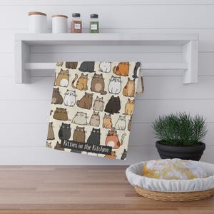 Cute Cat Tea Towel, gifts for cat lovers, veterinarian gift, Unpaper towels, Fun cook gift, Gifts for cat owners, Hostess pick me up gift