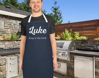 Personalized Father's Day Apron for Men, Custom Text Grill Apron Gift, Funny Grill Apron, Cute BBQ Apron for Dad, Printed Kitchen Apron