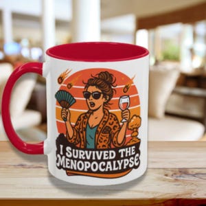 Funny Menopocalypse menopause humor mug gift, Hot flash survivor, In my menopause era midlife gift, Perimenopause hormonal humor