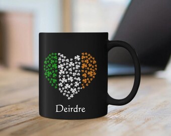 Personalized St. Patrick's Day Irish flag mug, Shamrock Irish coffee mug, St. Paddy's Day ancestry gift
