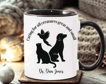 Taza de veterinario personalizada, regalo de medicina veterinaria personalizado, taza de café de agradecimiento por su trabajo.