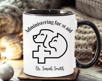 Taza de veterinario personalizada, regalo de medicina veterinaria personalizado, taza de café de agradecimiento por su trabajo.