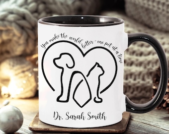 Taza de veterinario personalizada, regalo de medicina veterinaria personalizado, taza de café de agradecimiento por su trabajo.