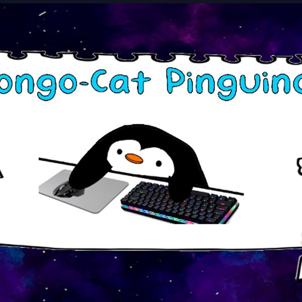 Pingüino Bongo Cat Virtual Cam para Twitch, Youtube, Discord, Facebook Vitual Camara