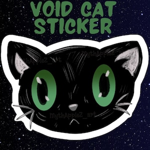 Black Cat Sticker Big Void Green Eyes Void