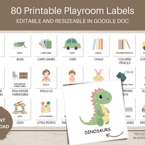 Playroom Toy Storage Labels: 80 Printable Organization Labels (Google Doc)