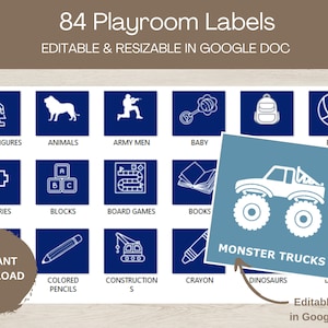 Playroom Organization Labels: 84 Printable Toy Bin Stickers (Google Doc)