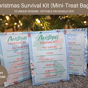 DIY Christmas Survival Kit Treat Bags: Editable Printable (Digital Download)