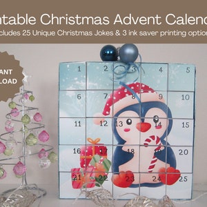 DIY Penguin Christmas Advent Calendar: 25 Jokes (PDF Printable)