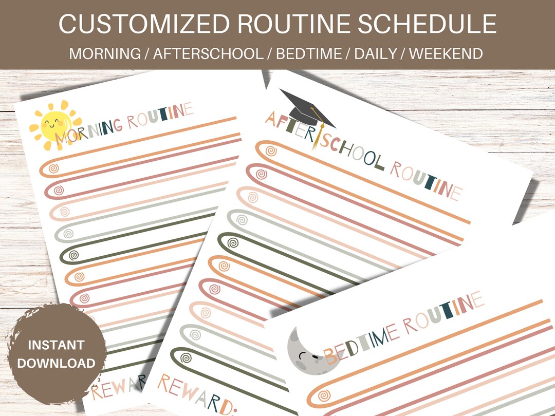 Editable Kid Routine Editable Kids Routine Chart: Visual Schedule, Daily Checklist (digital ...