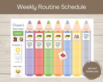 Kids Visual Weekly Calendar: Customizable Picture Schedule (PDF Download)
