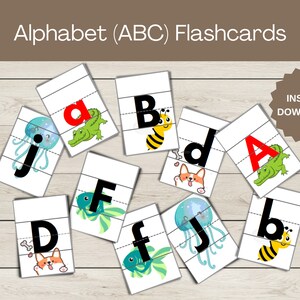 Cartes Flash Alphabet Cartes Flash ABC imprimables Jeu de cartes Go Fish Jeux de cartes mémoire Cartes Flash Cartes Alphabet Cartes Alphabet imprimables