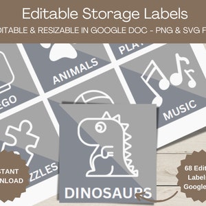 Playroom Toy Storage Labels: 68 Printable Minimalist Labels (PNG, SVG, Google Doc) (Digital Download)