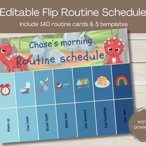 Editable Kids Daily Routine Chart: Visual Schedule, 140 Cards (PDF)