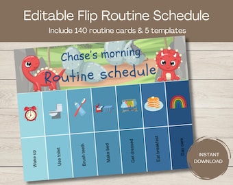 Editable Kids Daily Routine Chart: Visual Schedule, 140 Cards (PDF)