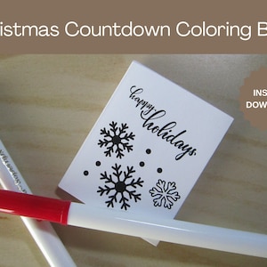 Christmas Holidays Advent Countdown Coloring Book. Xmas Coloring Pages & Holiday Sheet. Printable. PDF