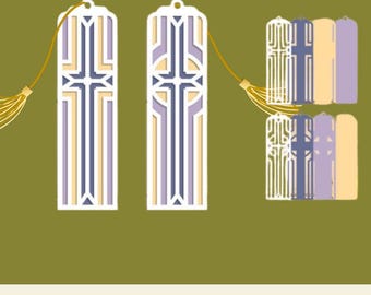 レイヤードクロスブックマークSVG | 幾何学的レーザーカットファイル（デジタルダウンロード）