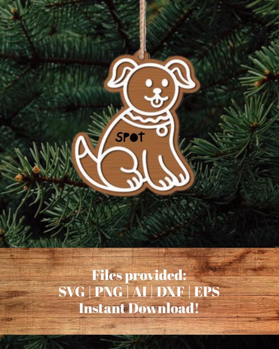 Gingerbread Dog Ornament SVG | Pet Christmas Laser Cut File (digital ...