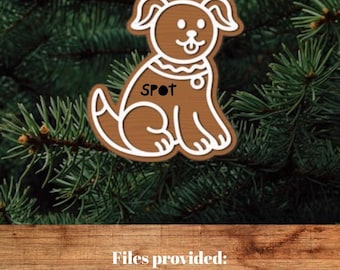 ジンジャーブレッド犬オーナメント SVG | ペットクリスマスレーザーカットファイル（デジタルダウンロード）