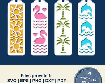 夏のブックマークSVGバンドル - すぐにダウンロード - 初心者向けレーザープロジェクト