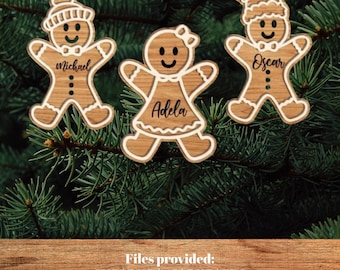 Gingerbread People Christmas Ornament SVG Bundle - Laser Cut Files (3 options)