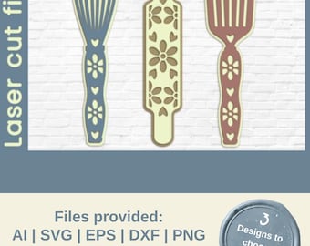 おばあちゃんのキッチンブックマーク SVG バンドル | ヴィンテージ食器、料理本のレーザーカットファイル（デジタルダウンロード）