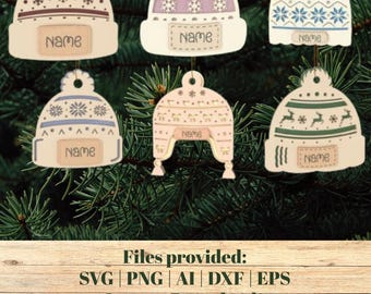 Winter Hat Ornament SVG Bundle – Layered Christmas Laser Cut Files (Digital Download)