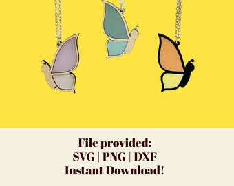 バタフライネックレス SVG – レーザーカットジュエリーデザイン | ボヘミアン風 • 90年代リバイバル • すぐにダウンロード