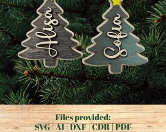 Christmas Tree Ornament SVG - Laser Cut Files - Easy Holiday Project for Beginners