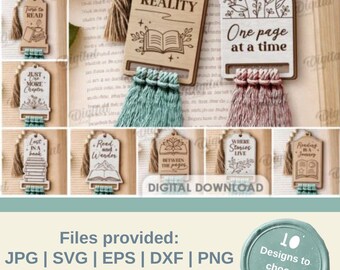 Tasseled Bookmark SVG Bundle | Laser Cut Files with Quotes (Digital Download)