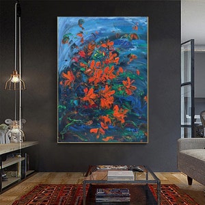 Flower Painting -Thick Texture Oil Painting -Hand-Painted Oil Painting Summer Green Plant- Unframed QL1054