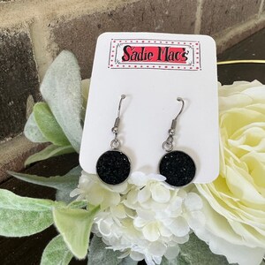 Druzy Dangle Earrings in Black