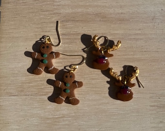 Christmas polymer clay earrings