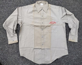 1950s NOS Work Wear Uniform Shirt Cotton Poplin Sanfordized Antique Collectible Mens Vintage Clothing