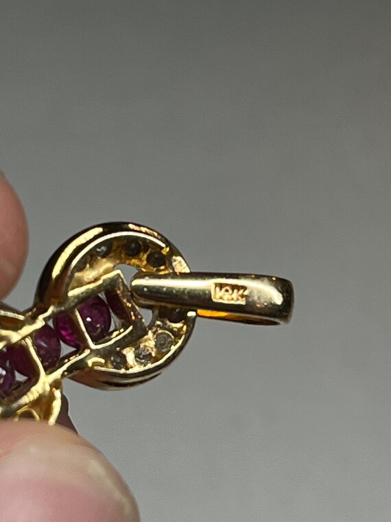 18k Solid Gold Natural Ruby/Diamond Eternity Pend… - image 2